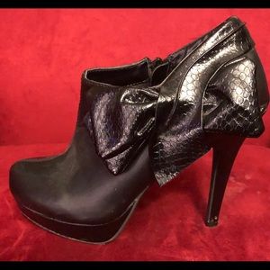 Madeline Stuart Black Leather Boots with Bow